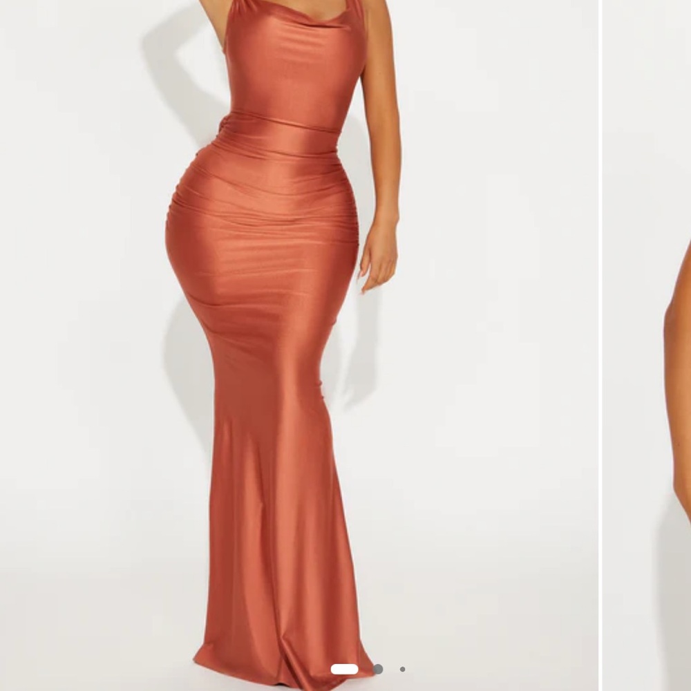 Elegant Rust Satin Gown